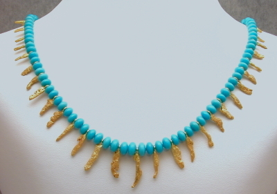 Sleeping Beauty Turquoise & Gold Nuggets